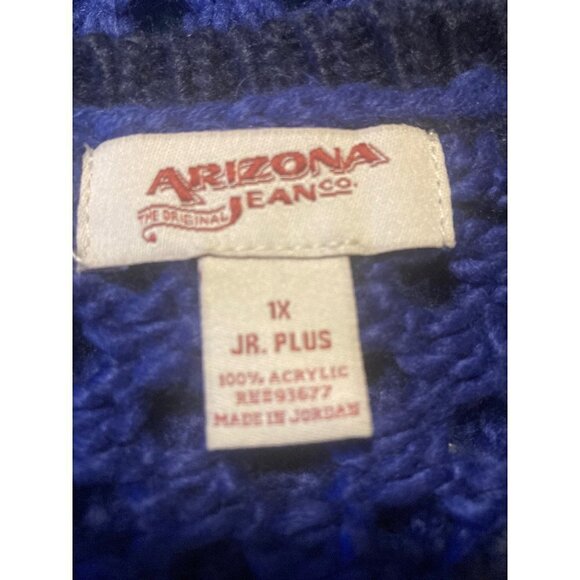 Arizona Jeans Co Sweater Womens Open Chunky Knit Long Sleeve Cobalt Blue Blk IX - Picture 4 of 6